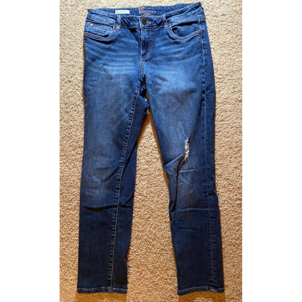 Kut From Kloth Jeans Katy Boyfriend Tapered Mid Rise Stretch Distressed, Size 6